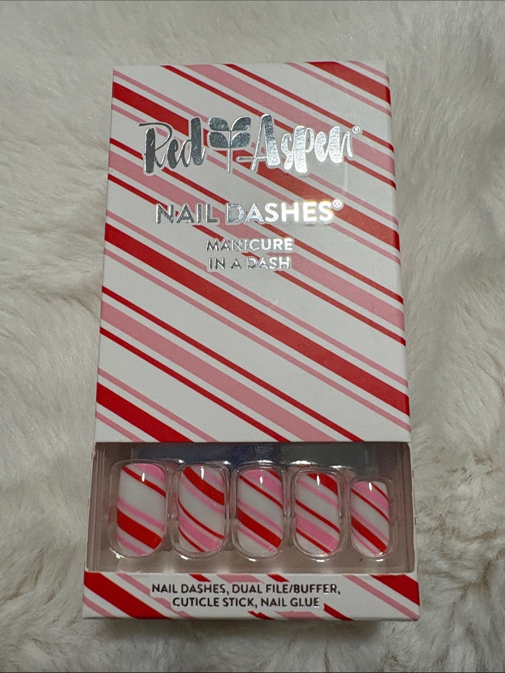 Pink & Red Striped Nail Dashes - Press-On Manicure